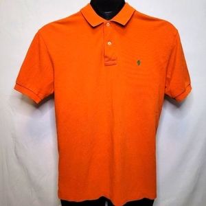 Polo Ralph Lauren Orang Short Sleeve V Neck Button Up Men's Casual Polo Shirt